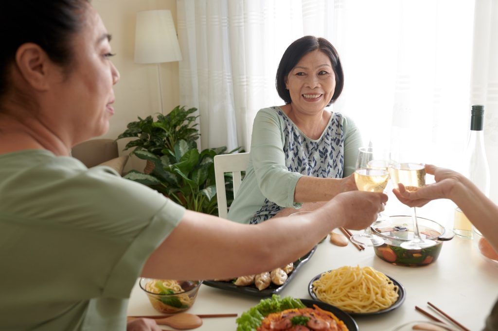 Female Friends Having Dinner at Home